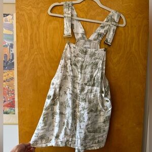 WeWoreWhat Toile Green Linen Romper Size S